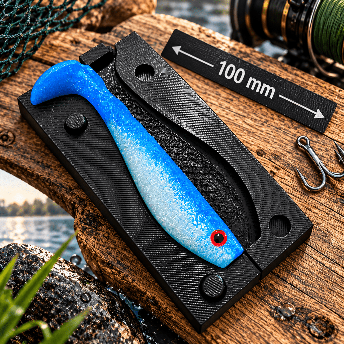 Custom 100mm Paddletail Softbait Mold – 3D Printed PETG Lure Mold - weslix-baits